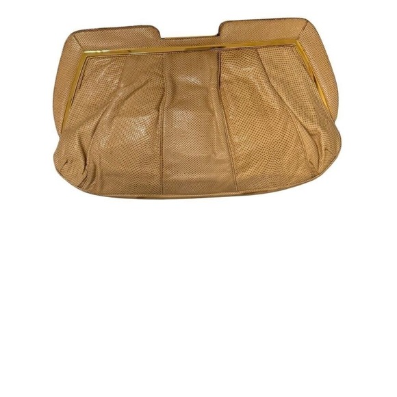 Judith Lieberman Women's Vintage Retro Snakeskin‎ Clutch Purse Evening Beige Bag